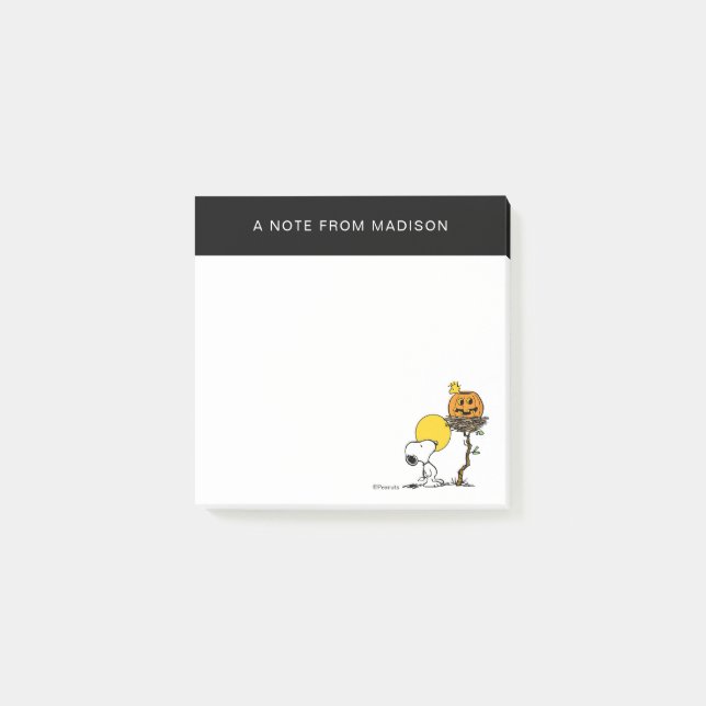 Bloco De Notas Ninho de Snoopy & Woodstock com Jack O' Lanterna (Frente)