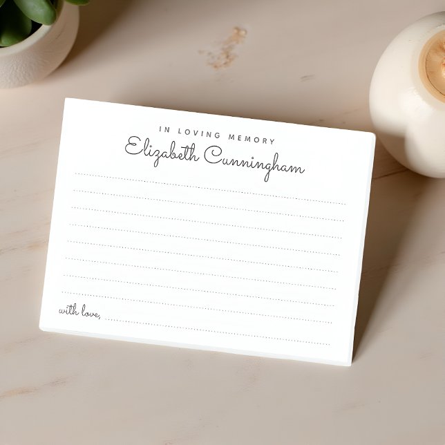 Bloco De Notas No Loving Memory Funeral Chic Compartilha uma Memó (Criador carregado)