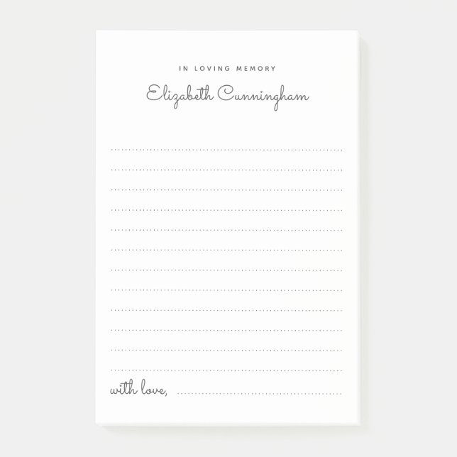 Bloco De Notas No Loving Memory Funeral Chic Compartilha uma Memó (Frente)