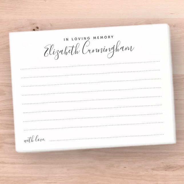 Bloco De Notas No Loving Memory Funeral Elegant Compartilhe uma M (Criador carregado)