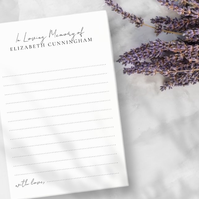 Bloco De Notas No Loving Memory Modern Funeral Compartilha uma Me (Criador carregado)