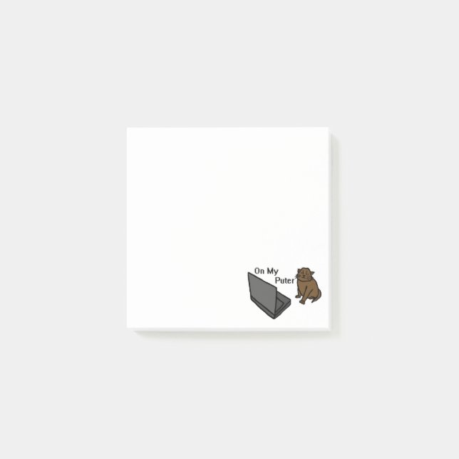 Bloco De Notas No Meu Computador Divertido Meme de Gato Marrom (Frente)
