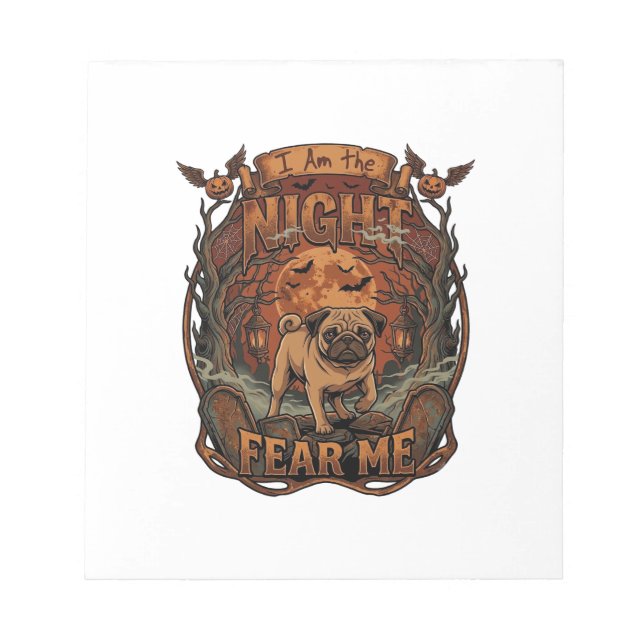 Bloco De Notas Noite Am Me Do Pug Halloween Lua_1 (Frente)