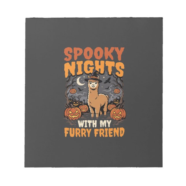Bloco De Notas Noite de Alpaca de Halloween (Frente)