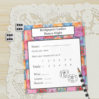 Bloco De Notas Noite de Bunco com Impressão Colorida de Remendo