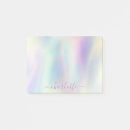 Bloco De Notas Nome Arco-íris Pastel Holográfico Iridescente