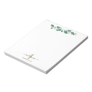 Bloco De Notas Nome Botânico do Script Monograma de Feriados