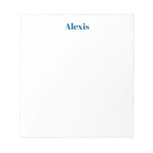 Bloco De Notas Nome Caligrafia Script Simples Branco Azul