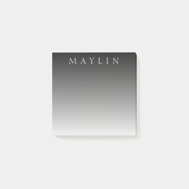 Bloco De Notas Nome Clássico ou Palavra | Cinzas de gradiente (Frente)