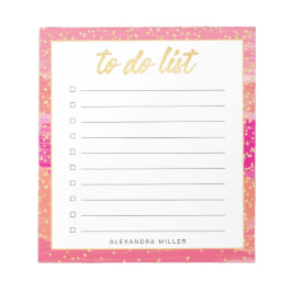Bloco de Notas Nome Confete Sunset Gold Lista de T