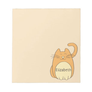 Bloco De Notas Nome da Adição de Gato de Cartoon de Corte Beig