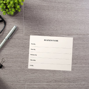 Bloco De Notas Nome da empresa bege do calendário da semana