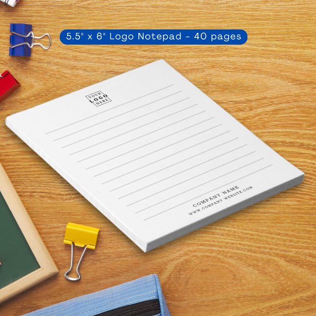 Bloco De Notas Nome da empresa de logotipo comercial personalizad (Custom Business Logo Company Name Lined Notepad)