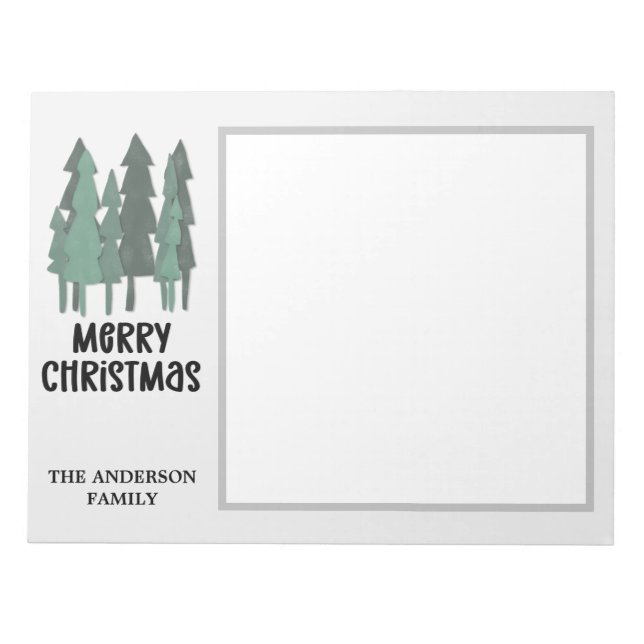 Bloco De Notas Nome da Família Personalizada Árvores de Natal de  (Frente)