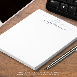 Bloco De Notas Nome das Iniciais do Monograma do Script Azul do m