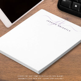 Bloco De Notas Nome das Iniciais do Monograma do Script Roxo Mini