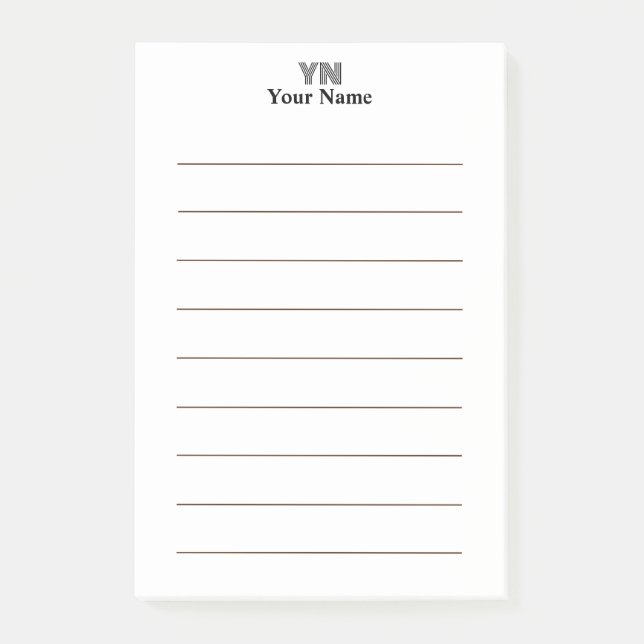 Bloco De Notas Nome das Iniciais do Monograma Personalizado (Frente)