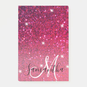 Bloco De Notas Nome das Sparkles Vermelhos e Rosa Modernos