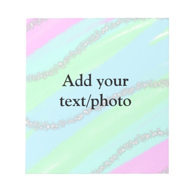 Bloco De Notas Nome de adição do pastel cintilante verde-rosa azu (Frente)