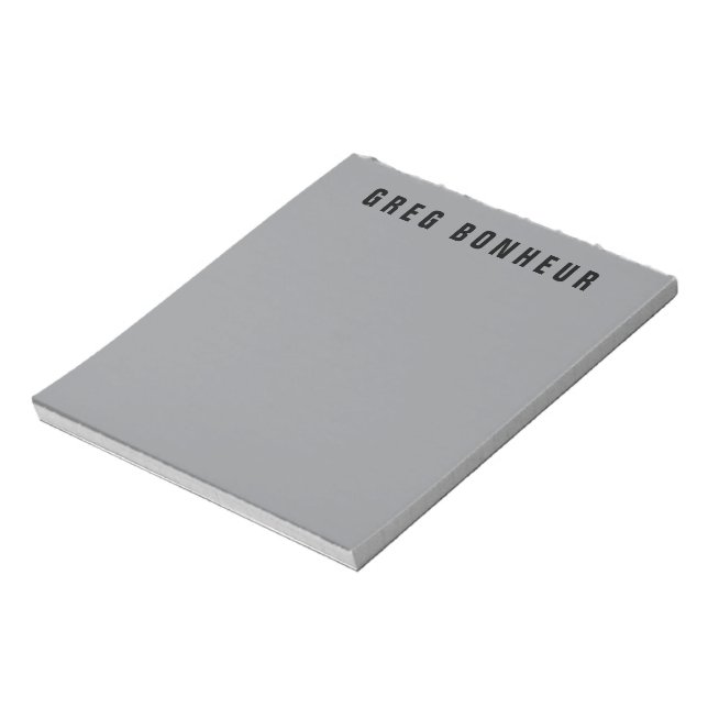 Bloco De Notas Nome de aparência na moda Modern | Cinza e preto (Invertido)