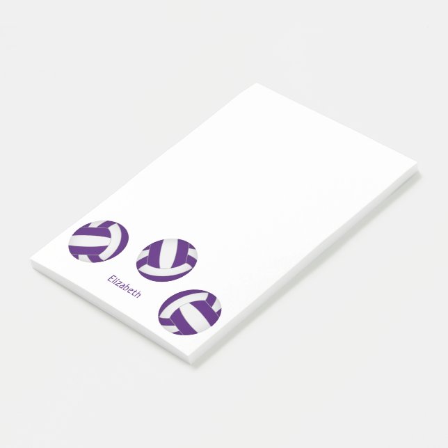 Bloco De Notas Nome de atleta roxo branco de volicola (Inclinado)