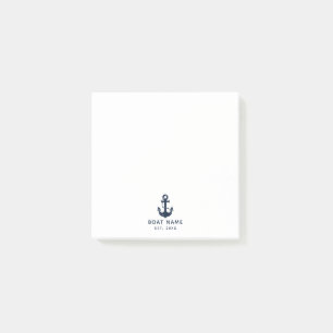 Bloco De Notas Nome de Barco Âncora Náutica Moderna Personalizado