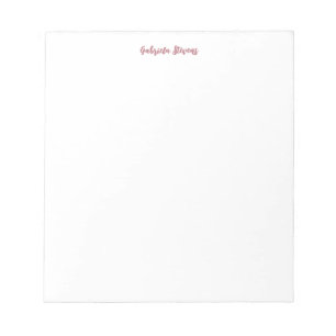 Bloco De Notas Nome de Caligrafia em Dourado Rosa Elegante Branco