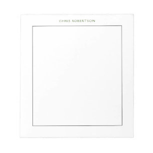 Bloco De Notas Nome de Caligrafia Preto Branco Personalizado