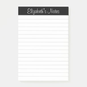 Bloco De Notas Nome de Cinza Leve Elegante Simples Vinculado Pers