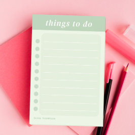 Bloco De Notas Nome de Curioso Tarefas Diárias da Escola Verde