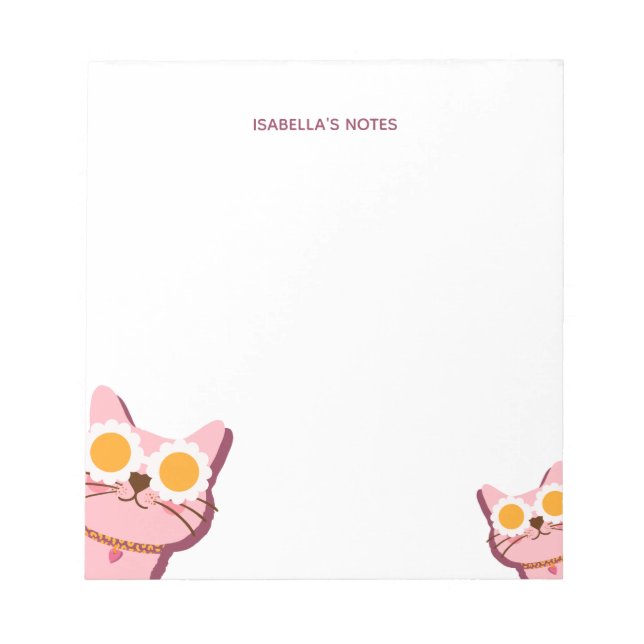 Bloco De Notas Nome de Gato de Cubo Personalizado (Frente)