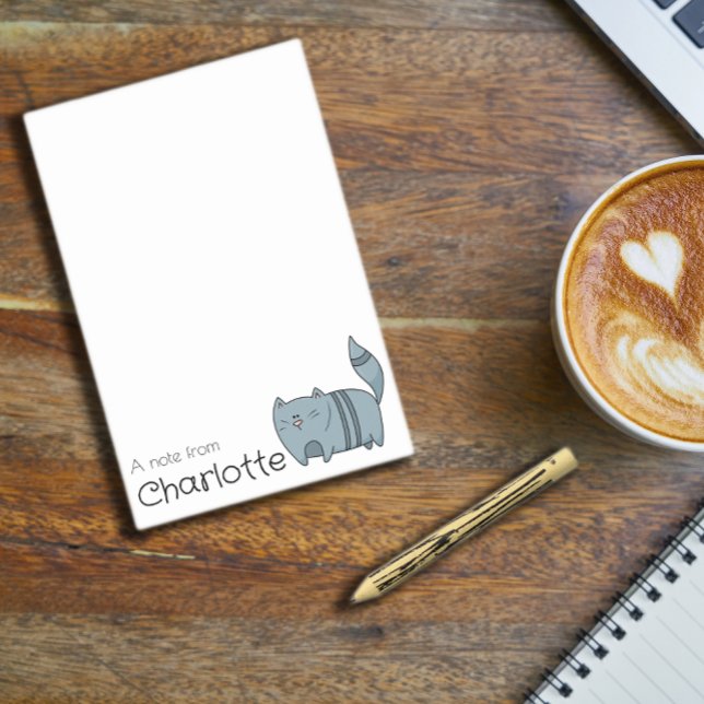 Bloco De Notas Nome de gato de desenho animado azul fofo (Criador carregado)