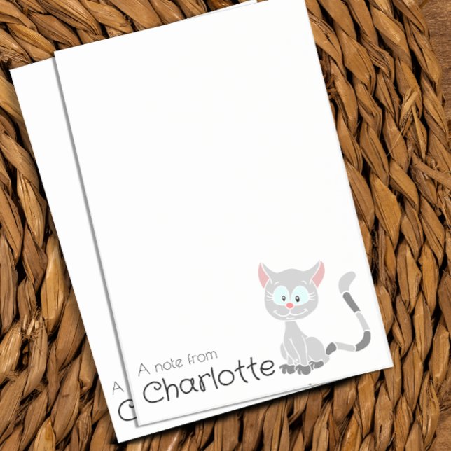 Bloco De Notas Nome de gato de desenho animado cinza fofo (Criador carregado)