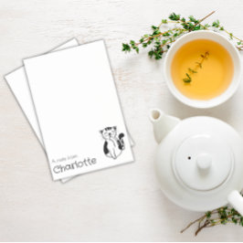 Bloco De Notas Nome de gato de desenho animado preto e branco fof