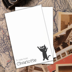Bloco De Notas Nome de gato de desenho animado preto fofo