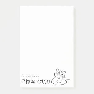 Bloco De Notas Nome de gato de desenho animado preto fofo