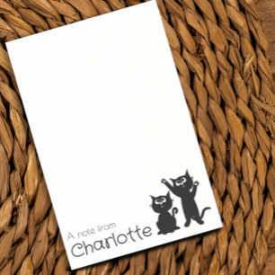 Bloco De Notas Nome de gatos de desenho animado preto fofos