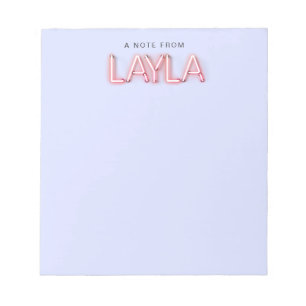 Bloco De Notas Nome de Layla em luzes néon brilhantes novidade