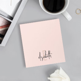 Bloco De Notas Nome de Monograma Elegante Rosa Dourado Script