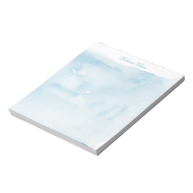 Bloco De Notas Nome de Script Elegante Personalizado Azul (Invertido)