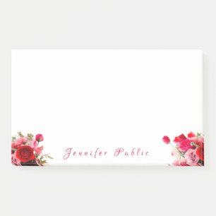 Bloco De Notas Nome de Script Manuscrito Texto Rosa de Aquarela d