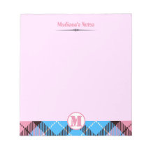 Nome de Script Monograma Moderno Xadrez Rosa Azul