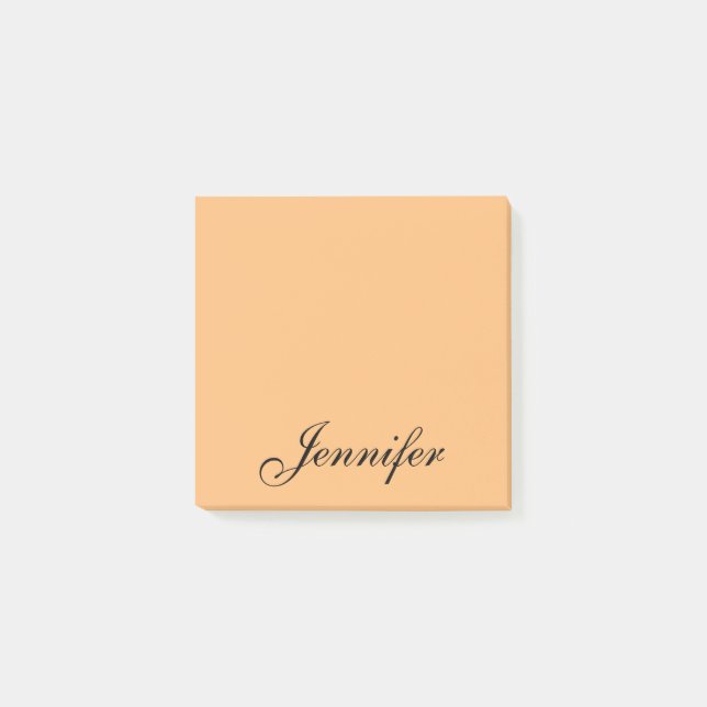 Bloco De Notas Nome de Script Preto Laranja Personalizado (Frente)