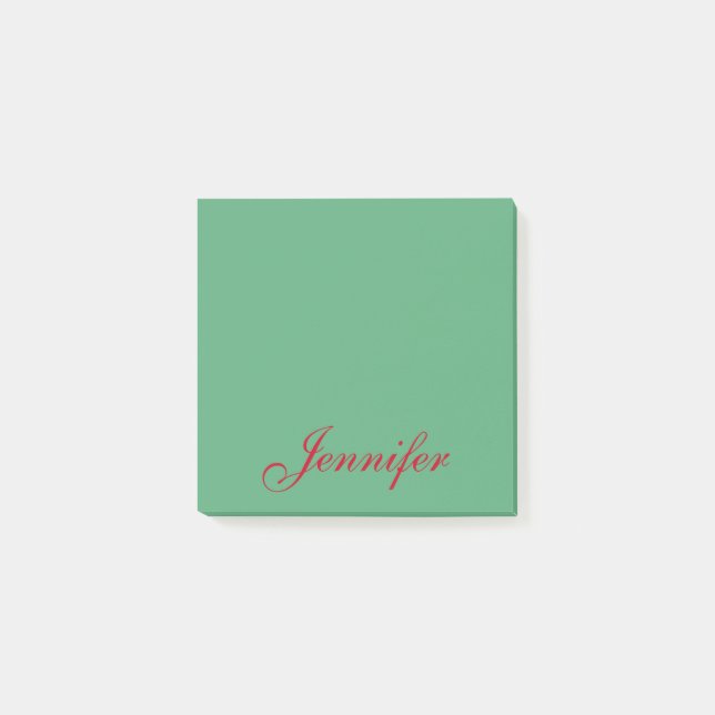 Bloco De Notas Nome de Script Vermelho Verde Personalizado (Frente)