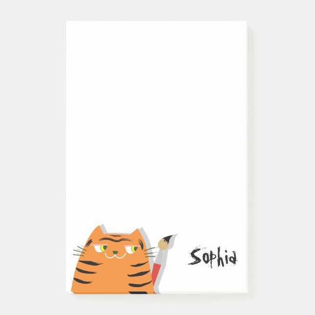Bloco De Notas Nome Divertido de Gato Tigre (Frente)
