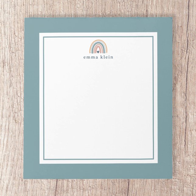 Bloco De Notas Nome do Arco-Íris Rosa e Azul Boho (Criador carregado)