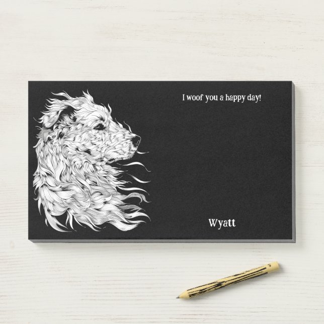 Bloco De Notas Nome do Cão-Abstrato de-Arte Anatólia Shepherd (Na mesa)