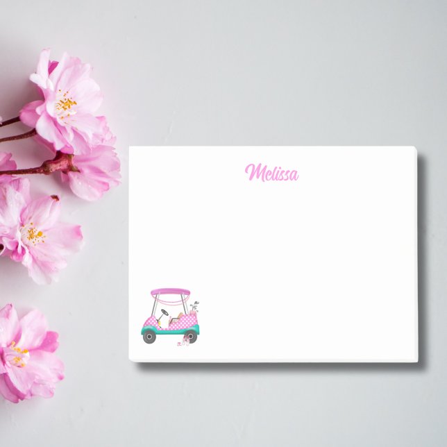 Bloco De Notas Nome do Carrinho de Golfe da Mamãe Rosa com Bolinh (Criador carregado)