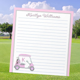 Bloco De Notas Nome do Carrinho de Golfe Personalizado Rosa Vincu