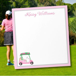 Bloco De Notas Nome do Carrinho de Golfe Rosa Personalizado